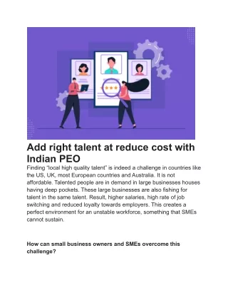 Add right talent at reduce cost with Indian PEO