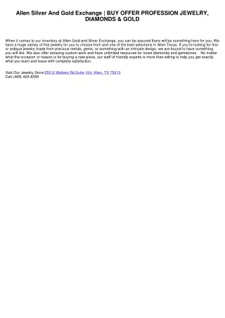 Allen Silver And Gold Exchange | BUY SELL TRADE PRECIOUS JEWELRY, DIAMONDS & GOLD