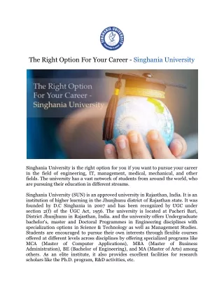 the right option for your career singhania