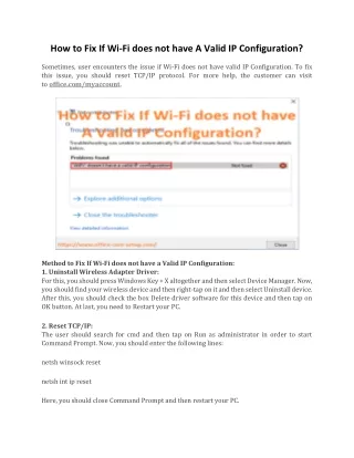 how to fix if wi fi does not have a valid