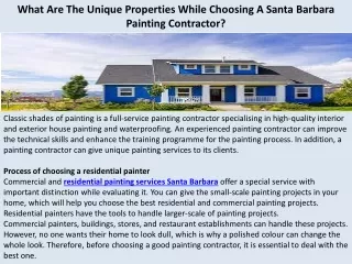What Are The Unique Properties While Choosing A Santa Barbara Painting Contractor