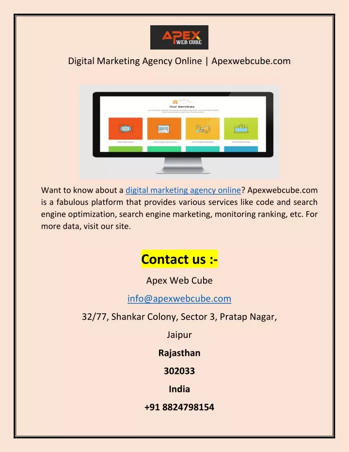 digital marketing agency online apexwebcube com