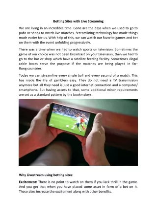 Betting Sites With Live Streaming