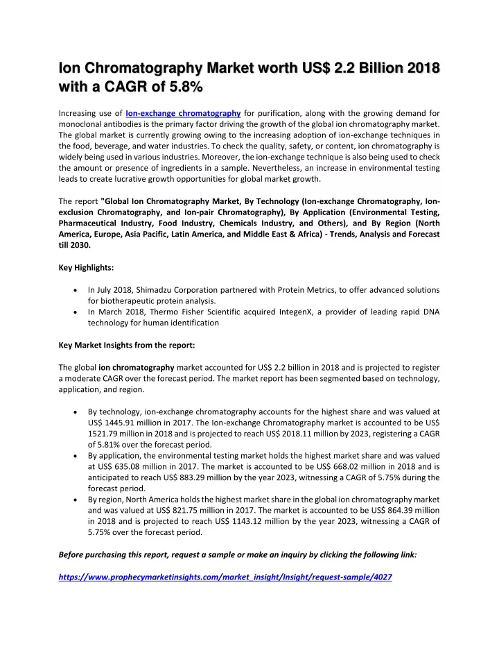 ion chromatography market worth us 2 2 billion