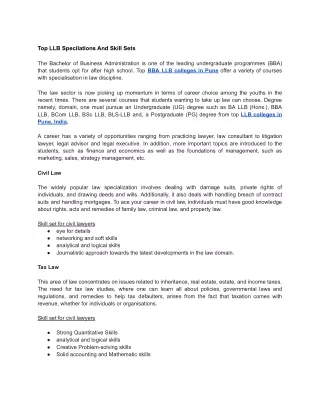 Top LLB Specilations And Skill Sets
