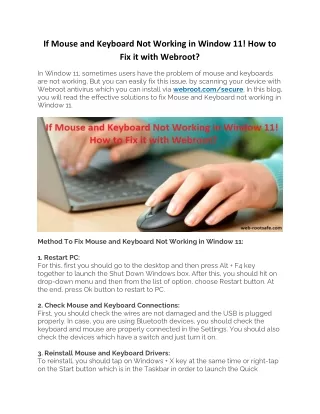 if mouse and keyboard not working in window