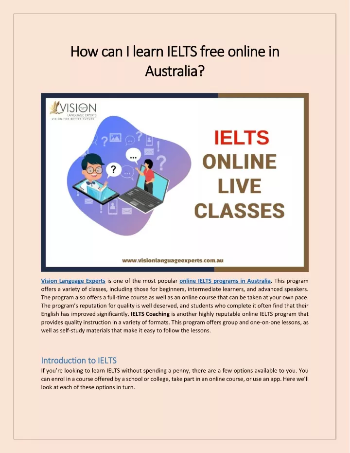 how can i learn ielts free online