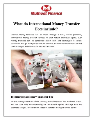What do International Money Transfer Fees include?