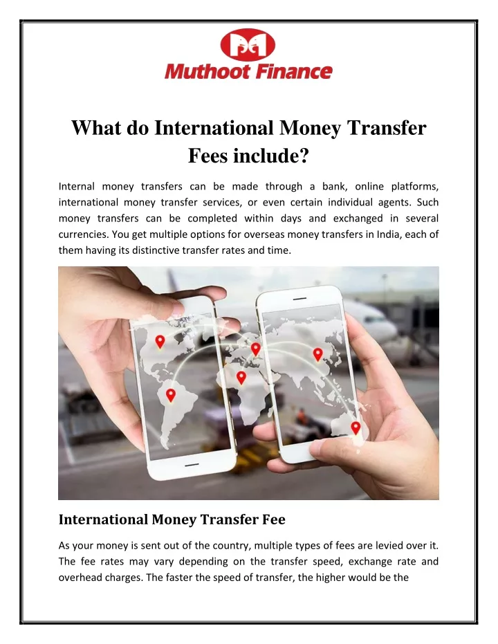 what do international money transfer fees include