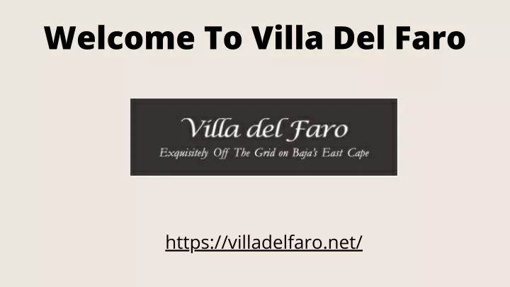 welcome to villa del faro
