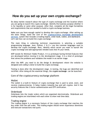 how do you set up your own crypto exchange