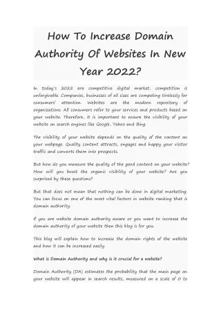 How To Increase Domain Authority Of Websites In New Year 2022?
