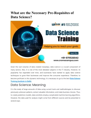 what are the necessary pre requisites of data