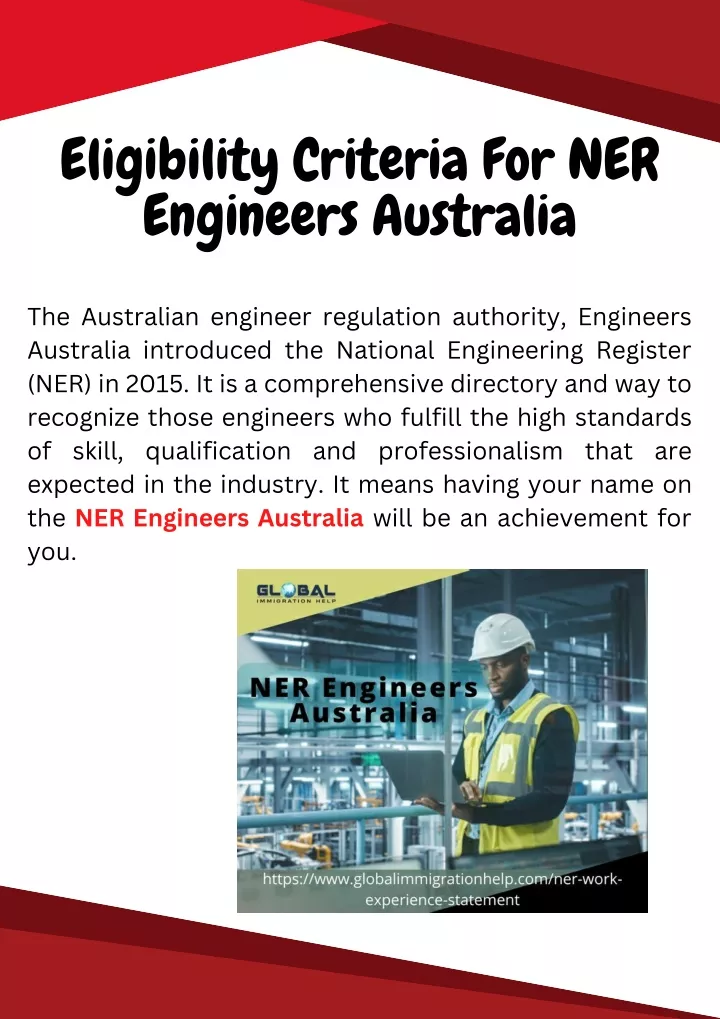 eligibility criteria for ner engineers australia