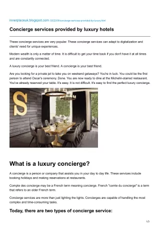 Concierge services provided by luxury hotels