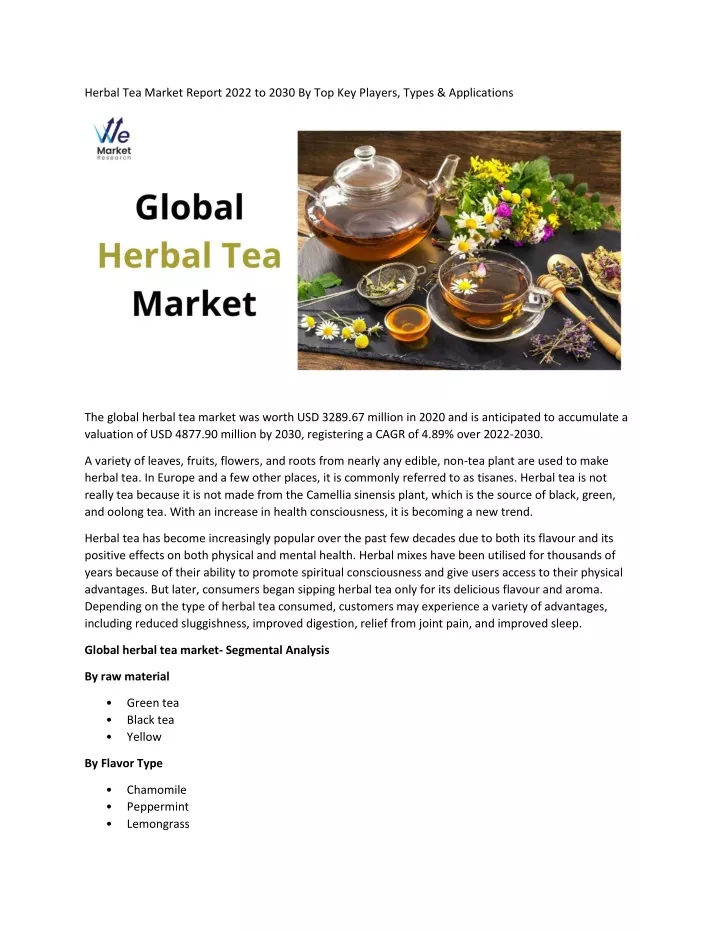 herbal tea market report 2022 to 2030