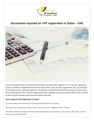 Documents required for VAT registration in Dubai – UAE