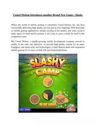 camel motion introduces another brand new game