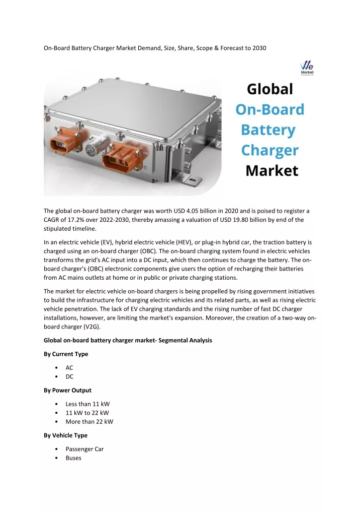 on board battery charger market demand size share