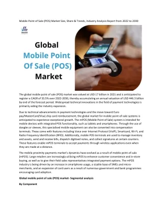 Mobile Point of Sale (POS) Market Size, Share & Trends, Industry Analysis