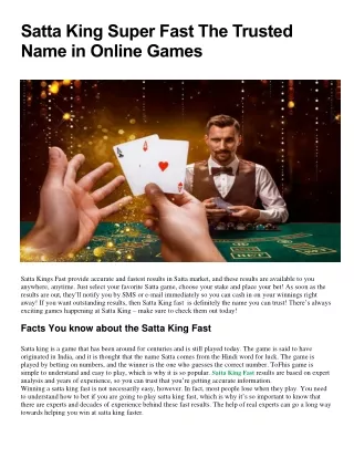 Satta King Super Fast The Trusted Name in Online Games