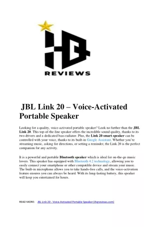 jbl link 20 voice activated portable speaker