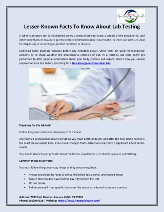 Lesser-Known Facts To Know About Lab Testing