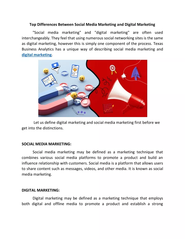 PPT - Top Differences Between Social Media Marketing and Digital ...