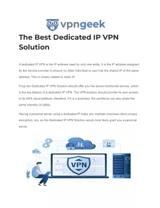 the best dedicated ip vpn solution