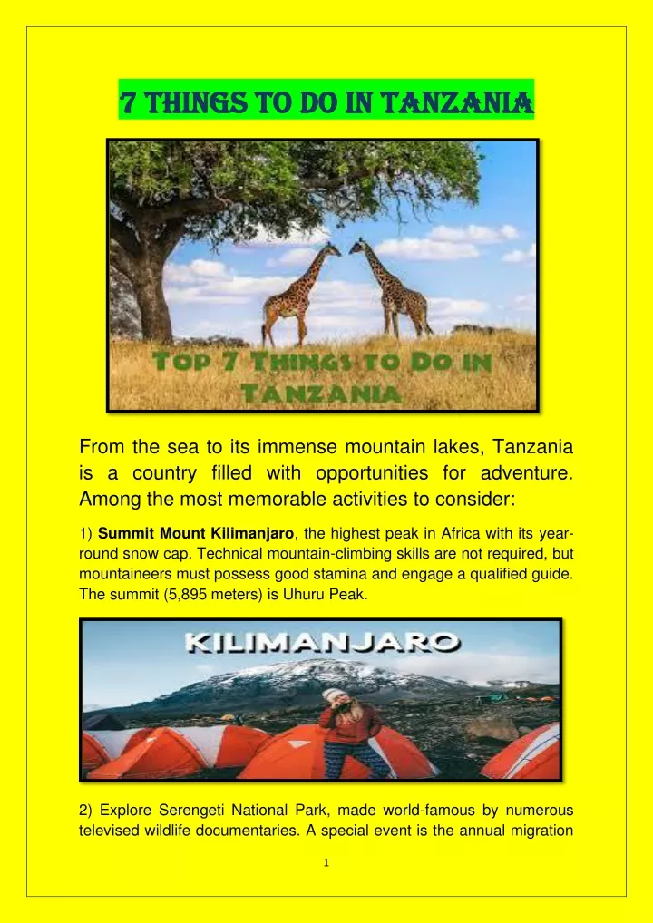 7 things to do in tanzania 7 things