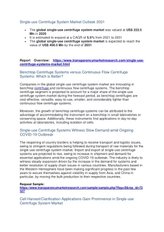 single use centrifuge system market outlook 2031