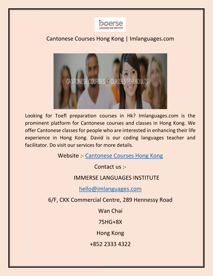 cantonese courses hong kong imlanguages com