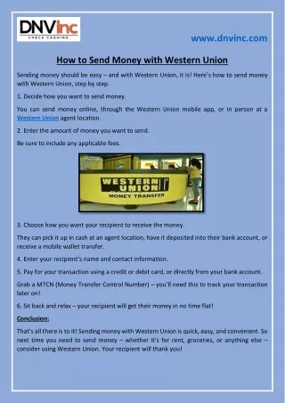 How to Send Money with Western Union