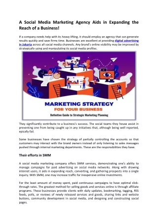 A Social Media Marketing Agency Aids in Expanding the Reach of a Business!