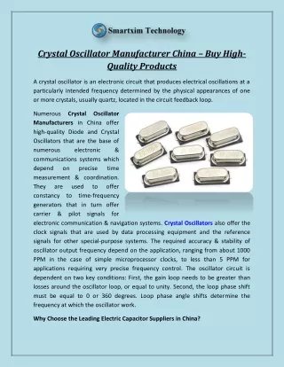 Crystal Oscillator Manufacturer China – Buy High-Quality Products
