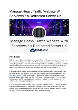 manage heavy traffic website with serverwala