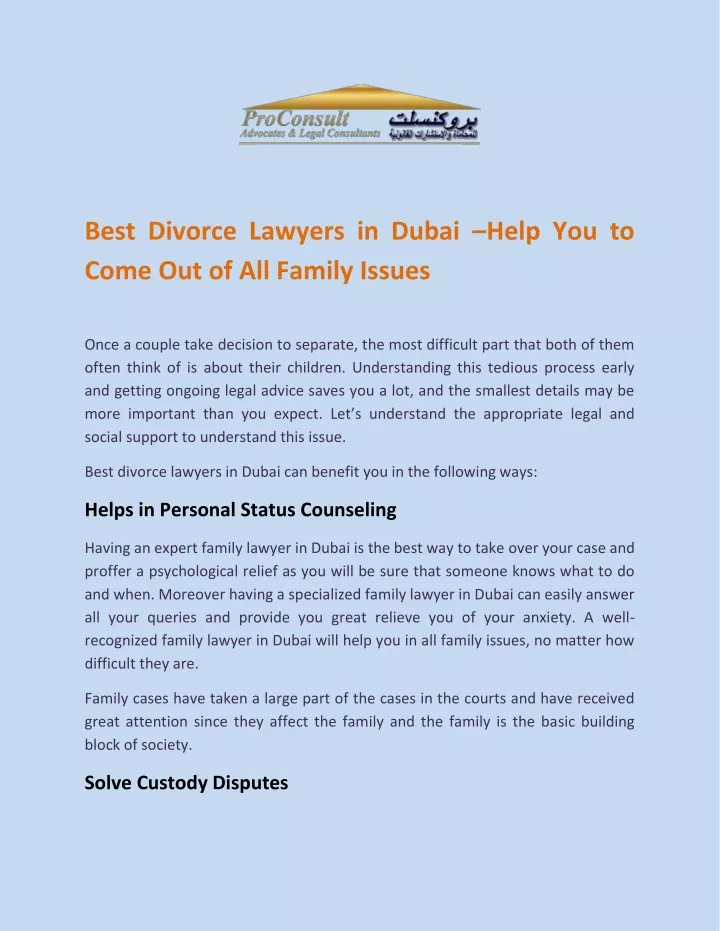 best divorce lawyers in dubai help you to come