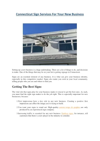 Connecticut Sign Services For Your New Business