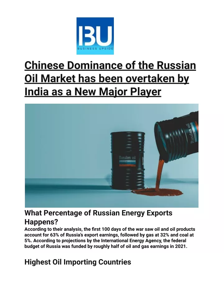 chinese dominance of the russian oil market