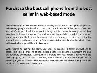 Purchase the best cell phone from the best seller in web-based mode