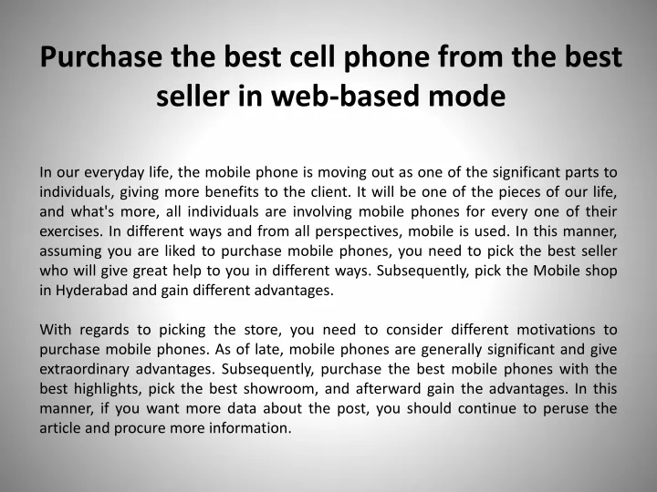 purchase the best cell phone from the best seller