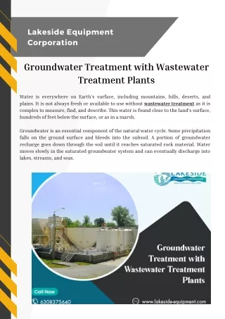 Groundwater Treatment with Wastewater Treatment Plants