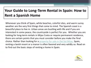 Your Guide to Long Term Rental in Spain-How to Rent a Spanish Home