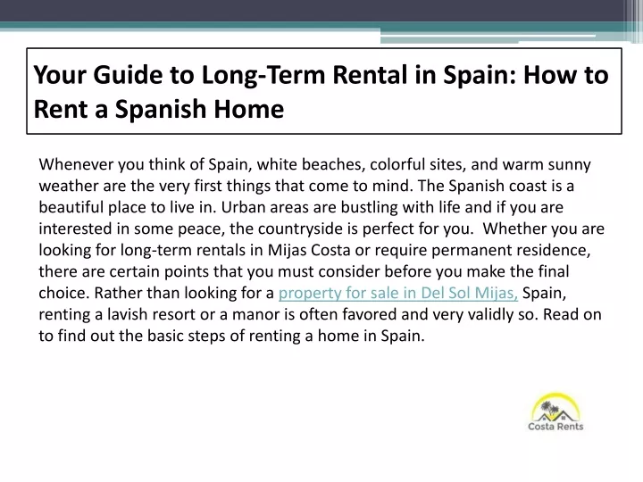 PPT Your Guide to Long Term Rental in SpainHow to Rent a Spanish