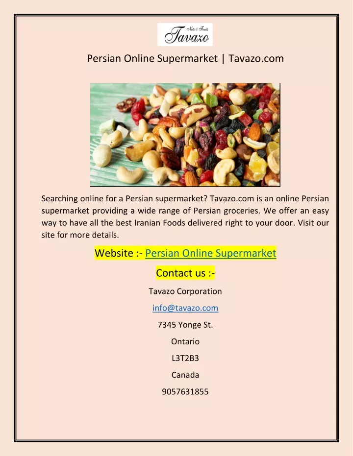 persian online supermarket tavazo com