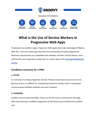 what is the use of service workers in progressive