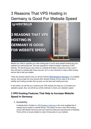 3 reasons that vps hosting in germany is good