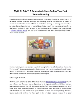 Myth Of Asia™: A Dependable Store To Buy Your First Diamond Painting