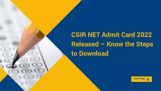 CSIR NET Admit Card 2022 Released – Know the Steps to Download