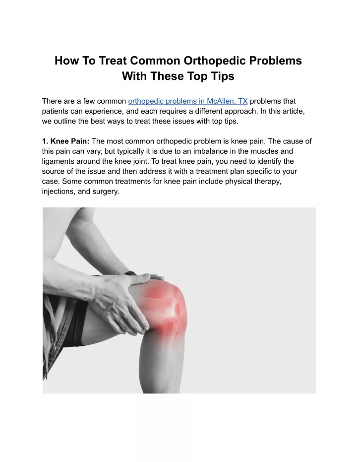 how to treat common orthopedic problems with